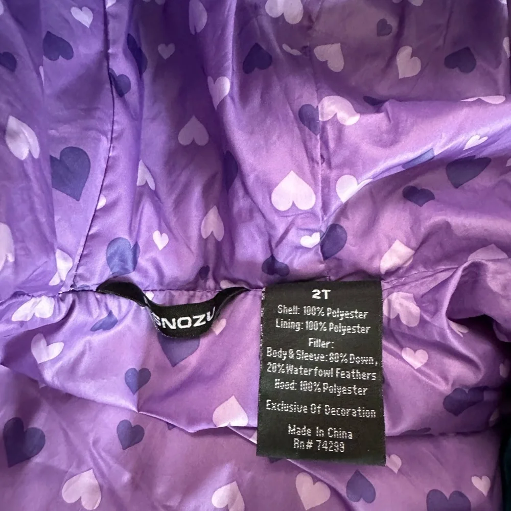Snozu Girls Puffer Lined Hoodie Jacket Size 2T